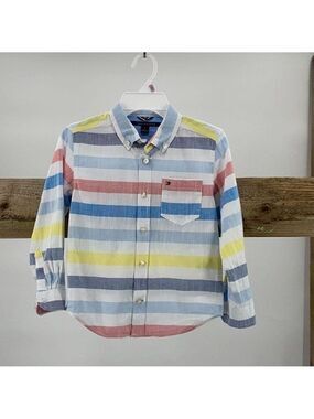 $49 Tommy Hilfiger Boys Button Down Shirt NWT Stripes LongSleeve